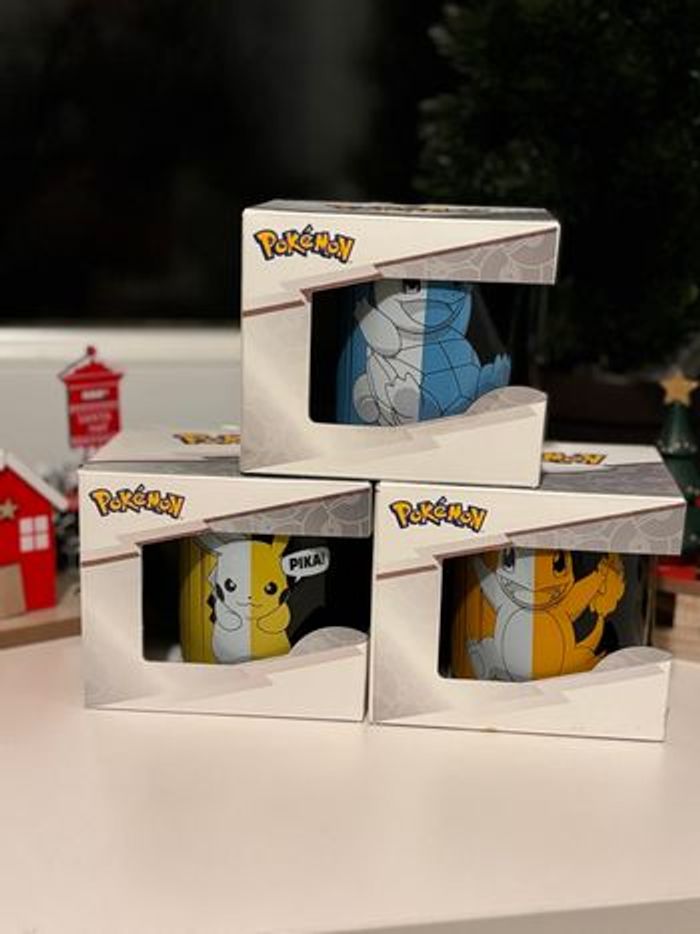 Lot de 3 tasses Pokémon - Pikachu - Carapuce - Salamèche
