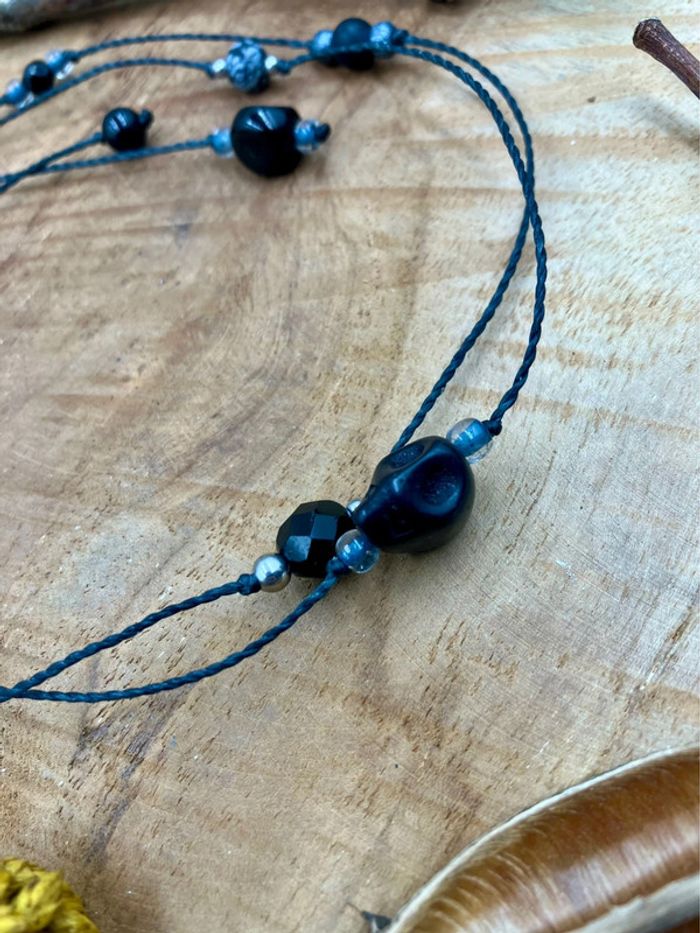 Bijou de cheveux - ateba - macramé pierre Onyx et Agate - photo numéro 2