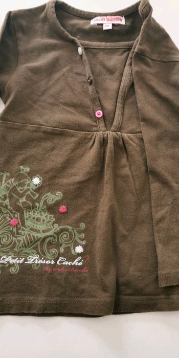 Tee-shirt ML fille 4 ans vert kaki salso Bamba