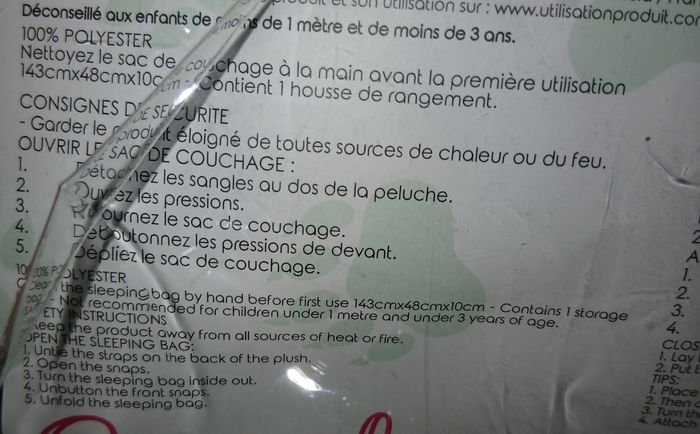 Sac de couchage ourson neuf - photo numéro 9
