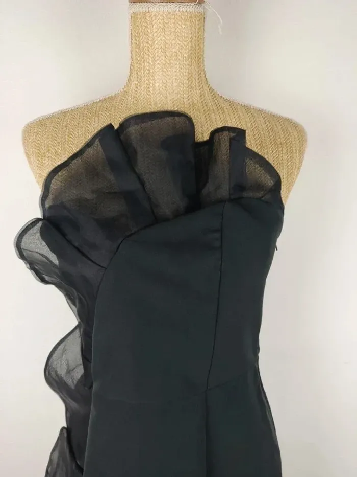 Robe bustier cocktail noire tulle noire volants taille 36 Naf Naf - photo numéro 4