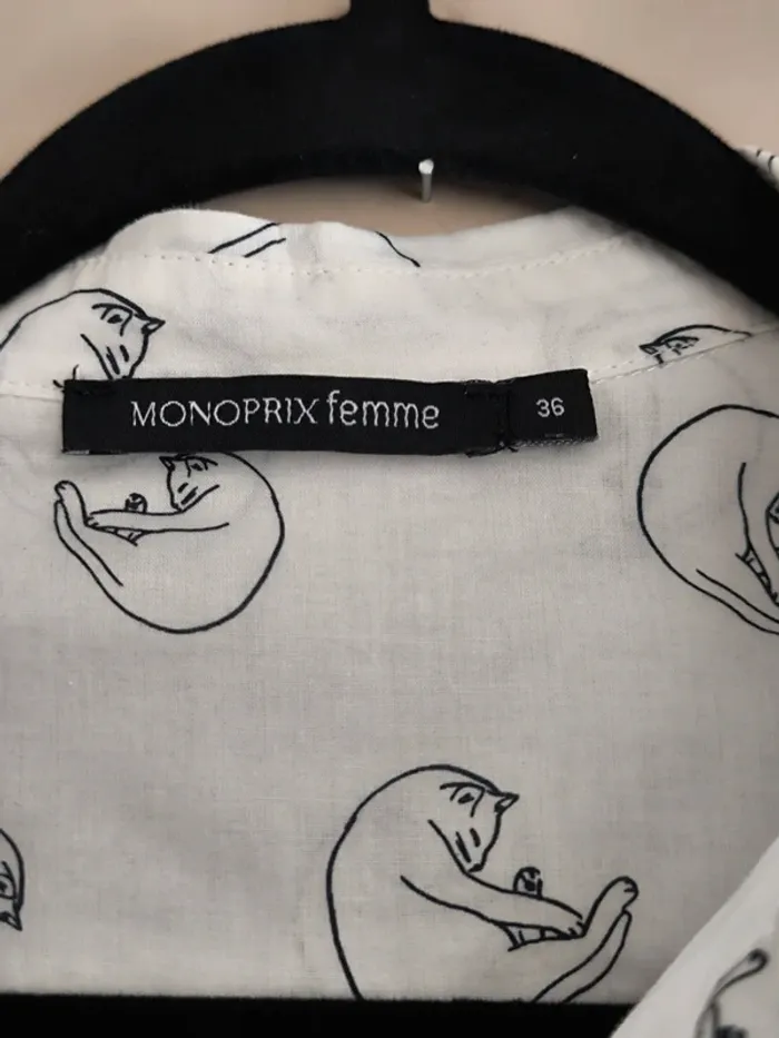 Chemise Monoprix motif chat 36 - photo numéro 3