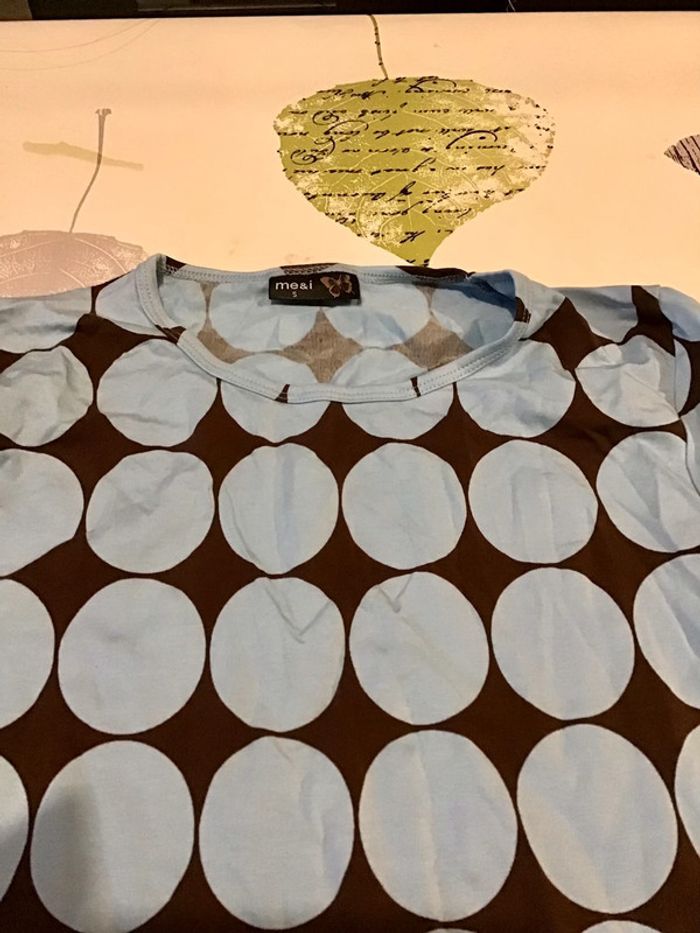 T-shirt femme bleu clair et marron taille S marque Me&i - photo numéro 2