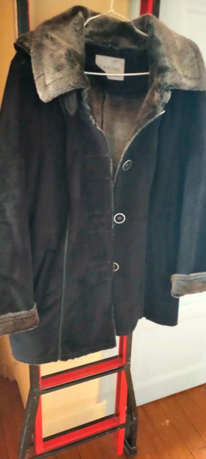 manteau femme noir fausse fourrure intérieure - photo numéro 2