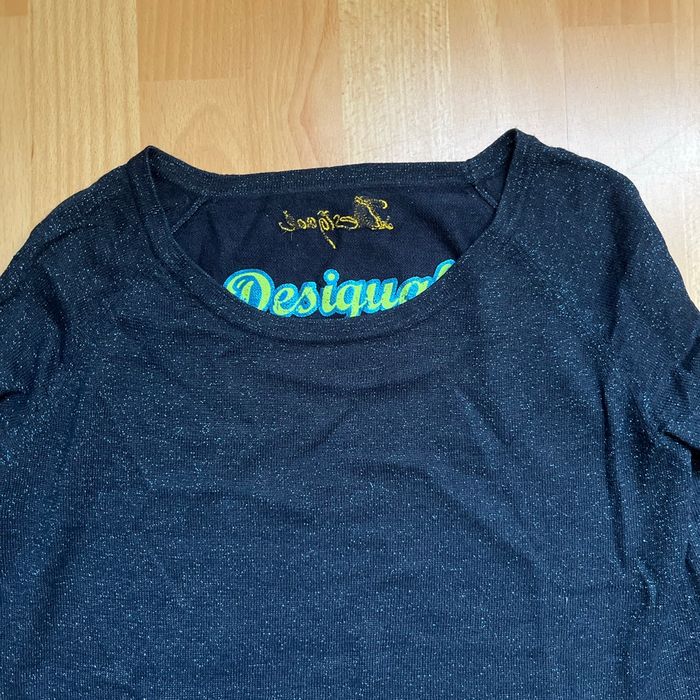 Pull Desigual, pailletée bleu marine - photo numéro 3