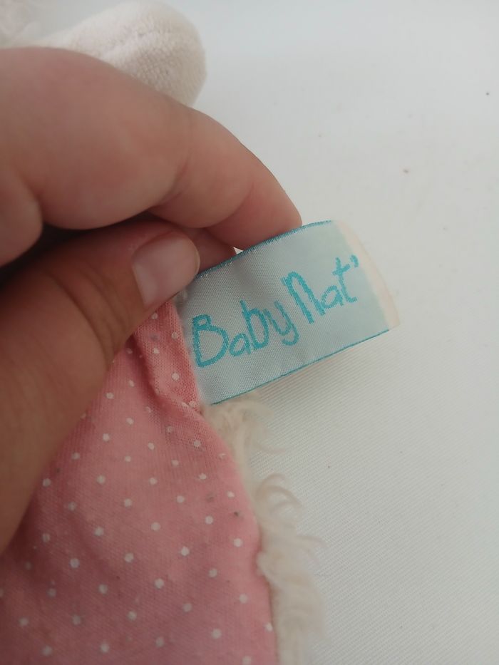 Doudou baby nat lapin rose blanc - photo numéro 2
