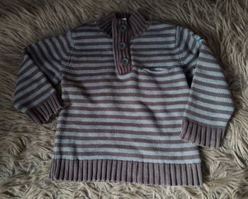 Pull rayé à col boutonnée 24mois