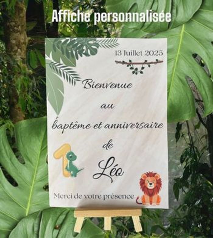 Affiche pour baptême et anniversaire