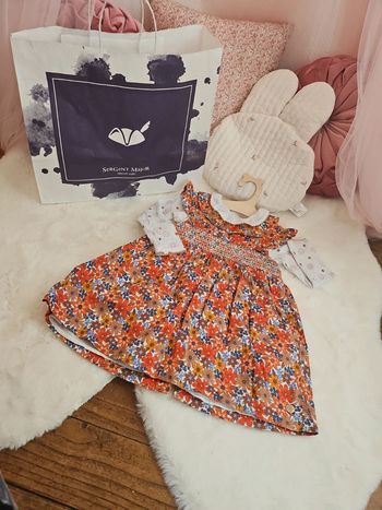 Ensemble bodie + robe fleurs orangé