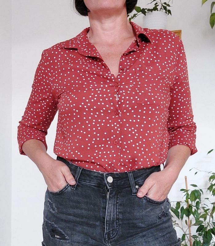 Chemise à pois terra cotta