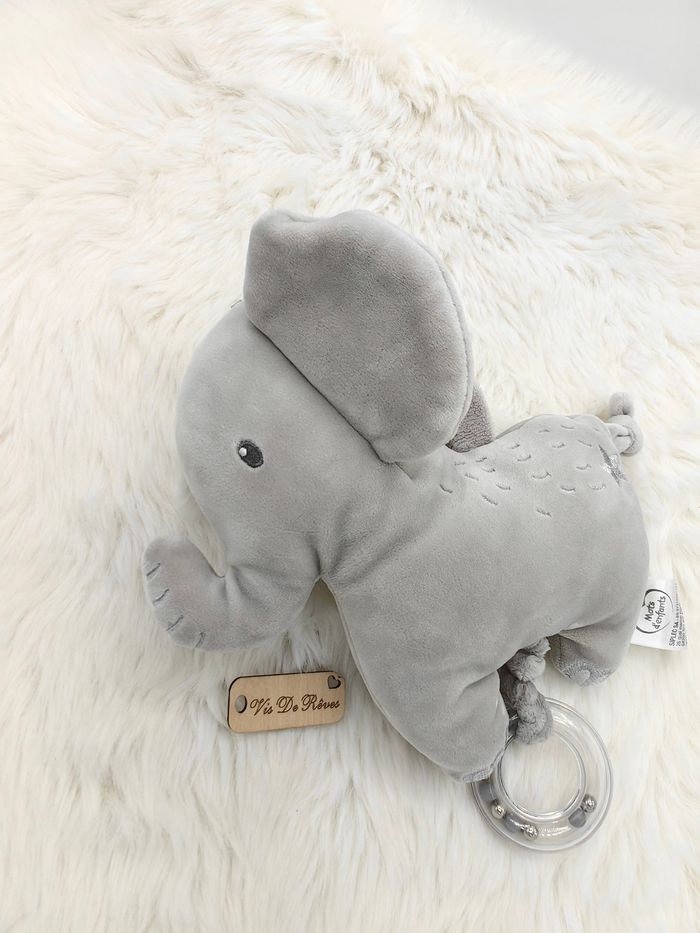Doudou Peluche Éléphant musical Gris Argenté Mots D'enfants - photo numéro 3