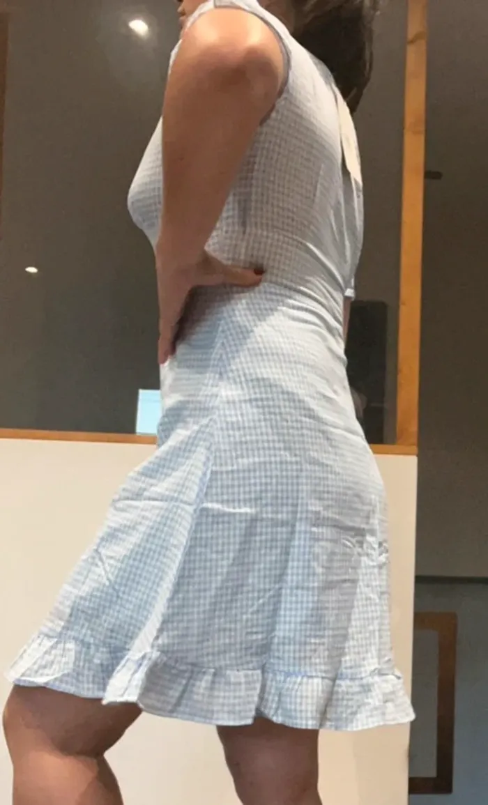 Robe bleu et blanche carreaux vichy - photo numéro 3
