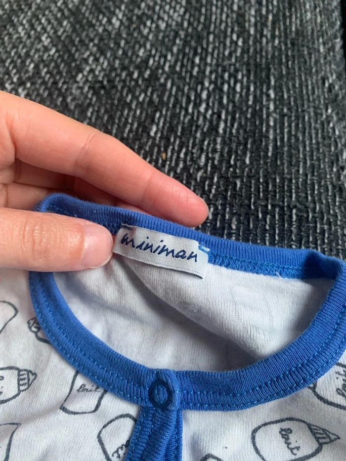 Pyjama Miniman 12mois - Blanc et bleu Lait - photo numéro 2