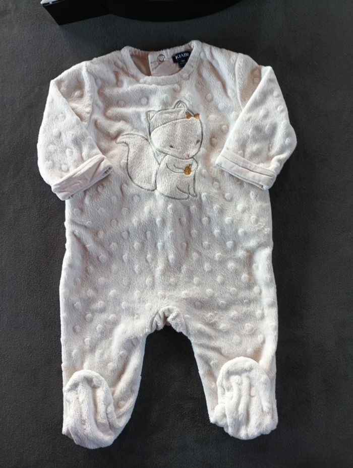 Pyjama grenouillère velours Fille 3 mois écureuil Kiabi - photo numéro 2