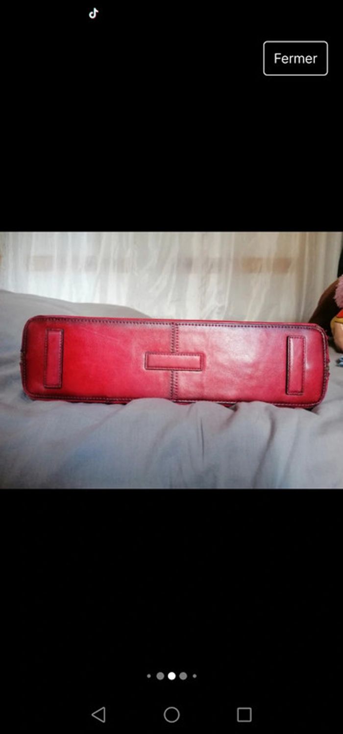 Sac vintage Katana cuir rouge véritable - photo numéro 6