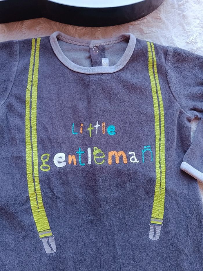 Pyjama grenouillère velours Garçon 24 mois Little gentleman bretelles Gémo - photo numéro 3