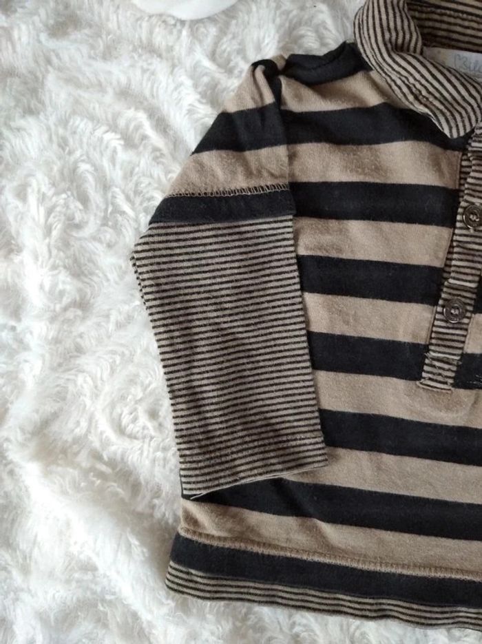 Tee shirt Polo chemise manches longues Garçon 3 mois oiseau musique Kitchoun 100% coton - photo numéro 3