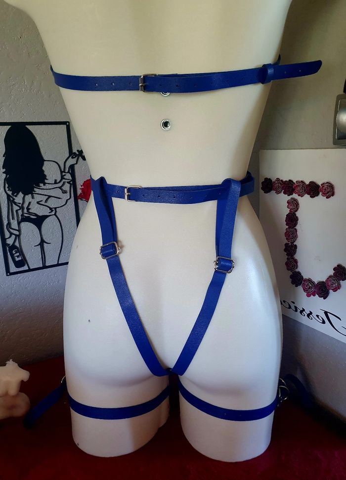 Ceinture de corps corset bleue festival bondage bdsm costume - photo numéro 5