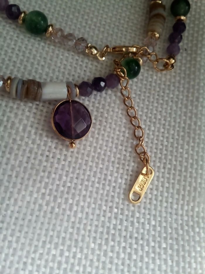 Collier en pierres semi précieuses, pendentif améthyste 💜 - photo numéro 2
