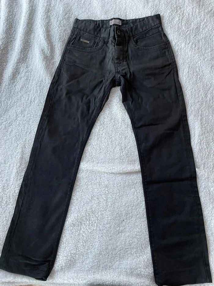 Jean droit straight noir effet cuir mat uni classique avec poches - Celio