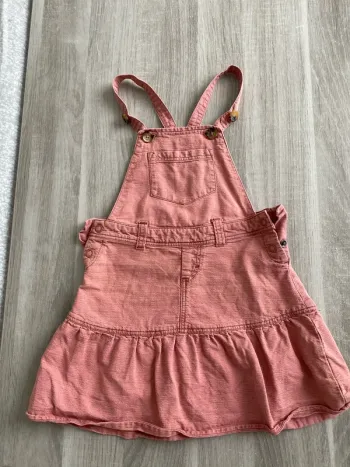 Robe salopette en jean fin rose orchestra 4 ans