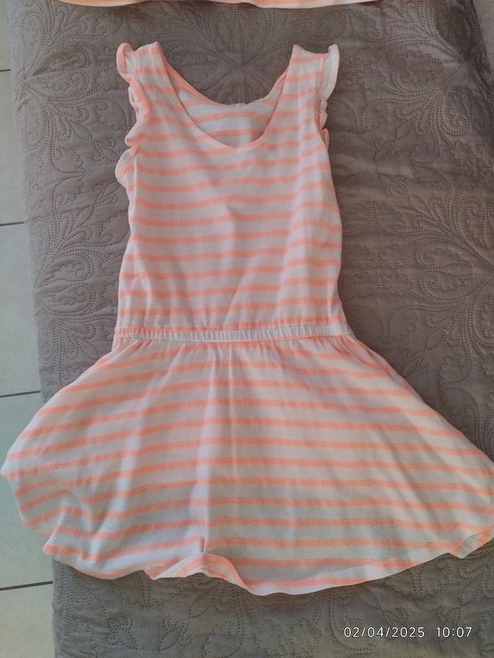 Robe d'été fille 5 ans orange et blanc