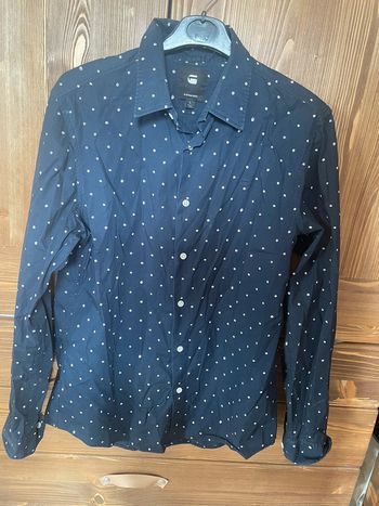 Chemise bleu marine G-star motif blanc