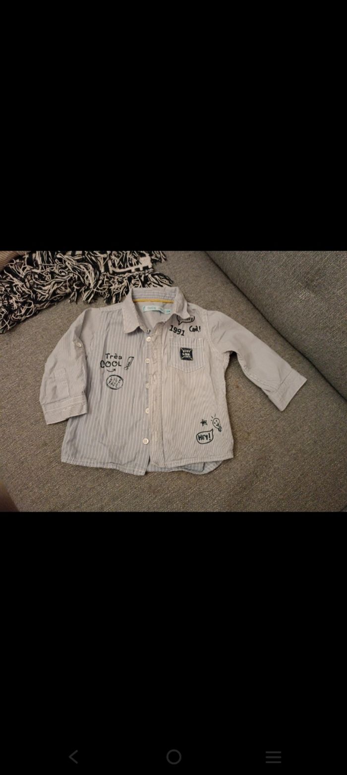 Chemise rayée bleu clair et blanc Gémo 12 mois