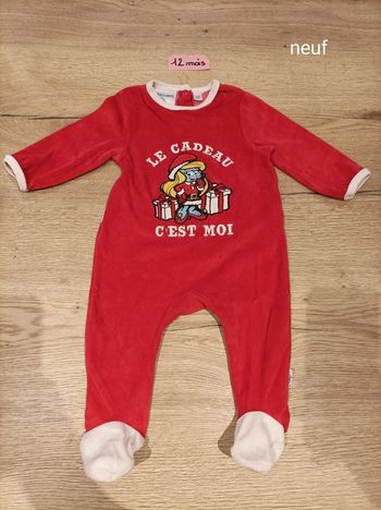 Pyjama schtroumpfs en velours 
Hiver Noël 12 mois