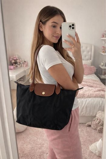 Sac à main longchamp classique noir et marron taille M