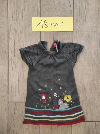 Robe grise maille 18 mois manches courtes