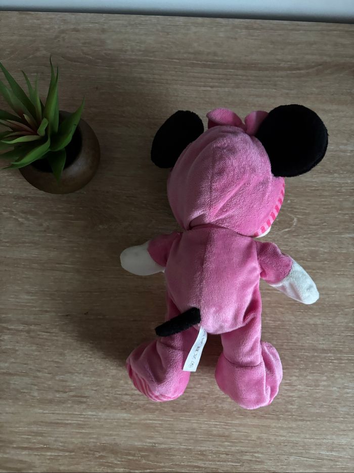 Peluche Minnie de taille moyenne rose capuche pyjama - photo numéro 3