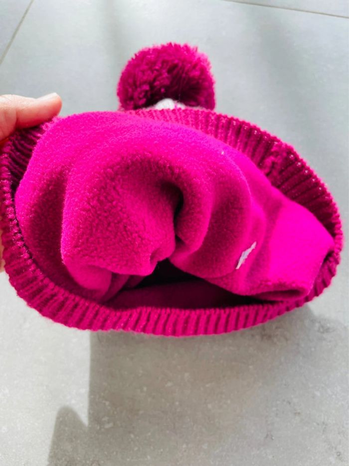 Bonnet hiver multicolore fille avec pompon - photo numéro 3
