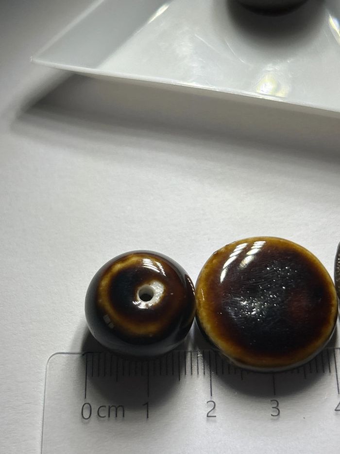 A445, Très bel ensemble de perles en céramique, couleur chocolat - photo numéro 3