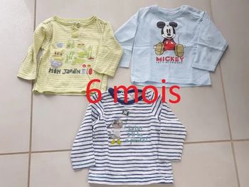 3 T- shirts Manche Longue 6 mois