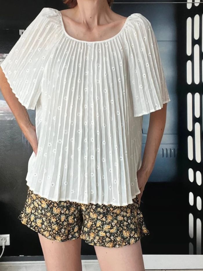 Blouse plissée brodée Romy t40 sezane - photo numéro 2