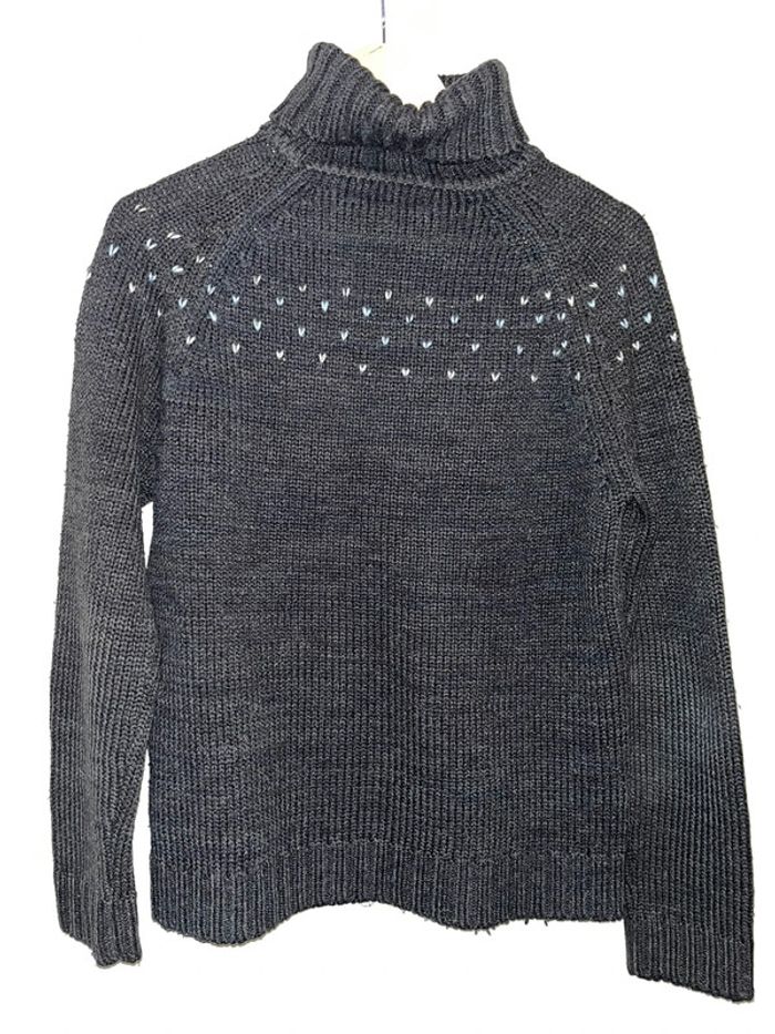 Pull gris col roulé épais taille L - photo numéro 2
