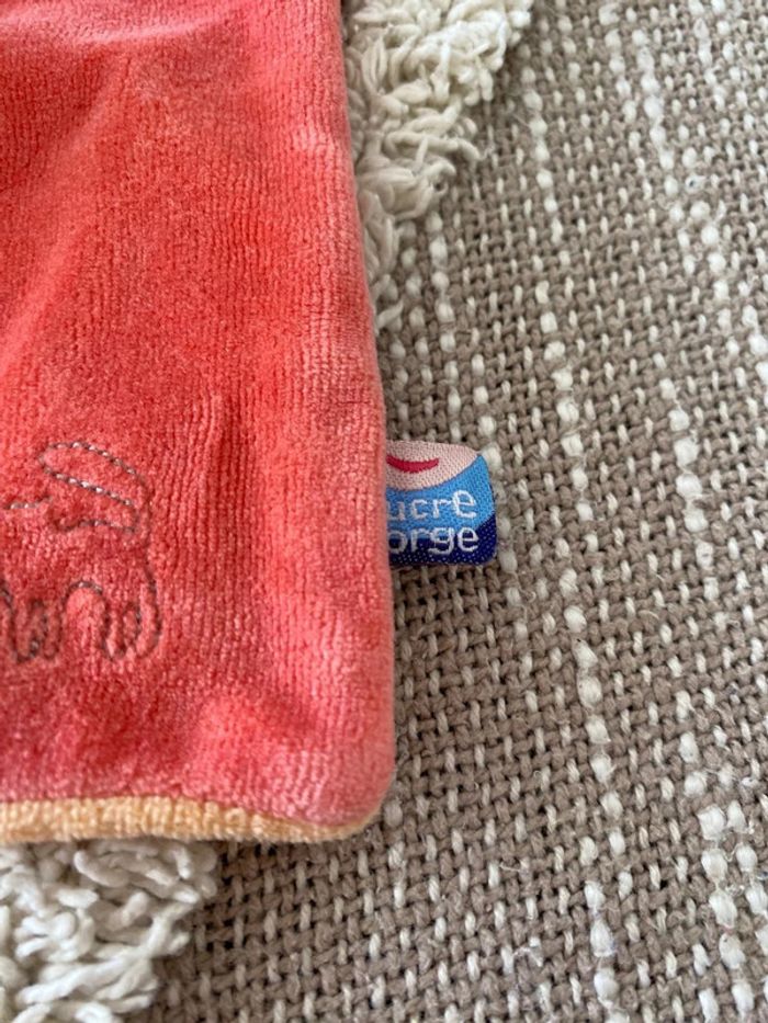 Peluche doudou plat 20cm Sucre d'Orge vache rouge et orange très bon état - photo numéro 4