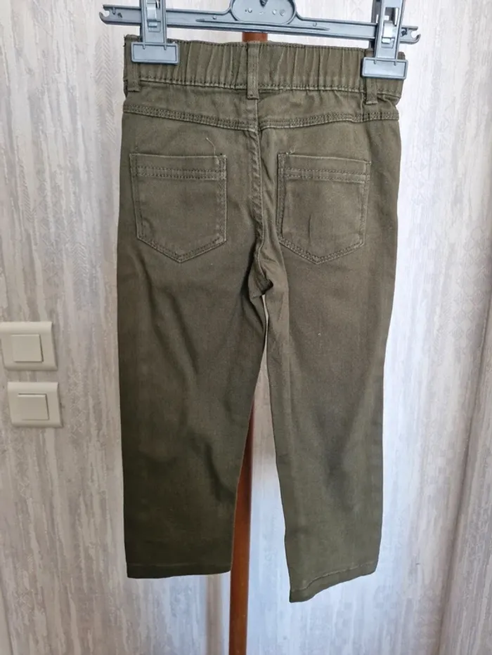 Pantalon enfant garçon 3 ans Tissaia vert kaki coton élasthanne - photo numéro 6