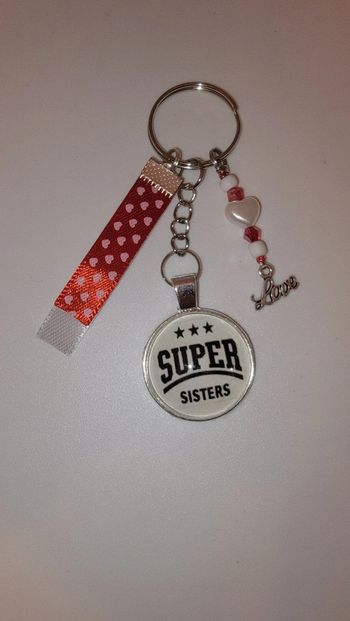 Cadeau sœur, porte clé message bijoux de sac " super sisters"