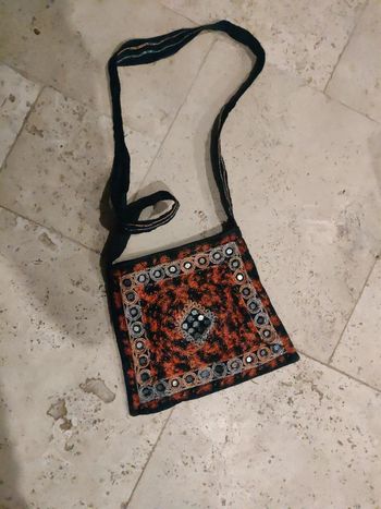 Pochette en tissu et miroirs ronds vintage Ibiza