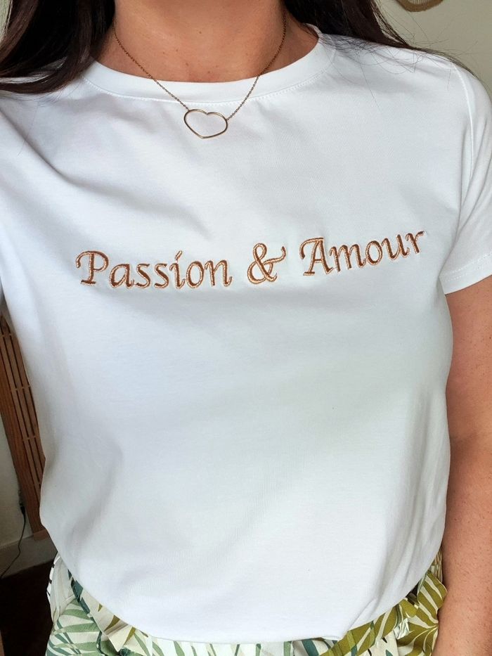 T-shirt Passion et Amour blanc/bronze Taille L - photo numéro 4