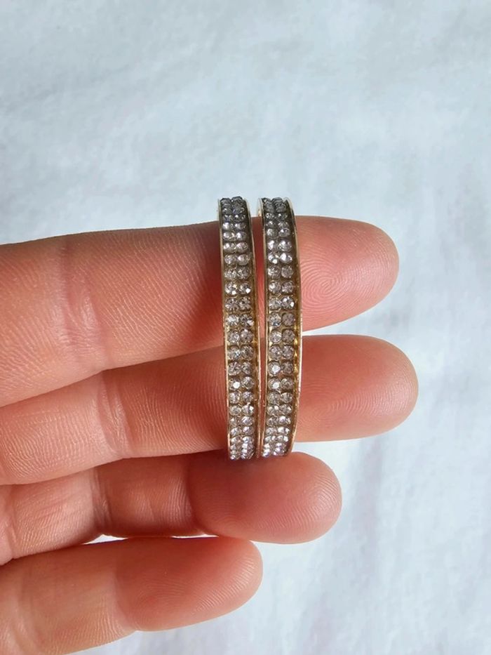 Magnifique créoles larges avec strass - photo numéro 2