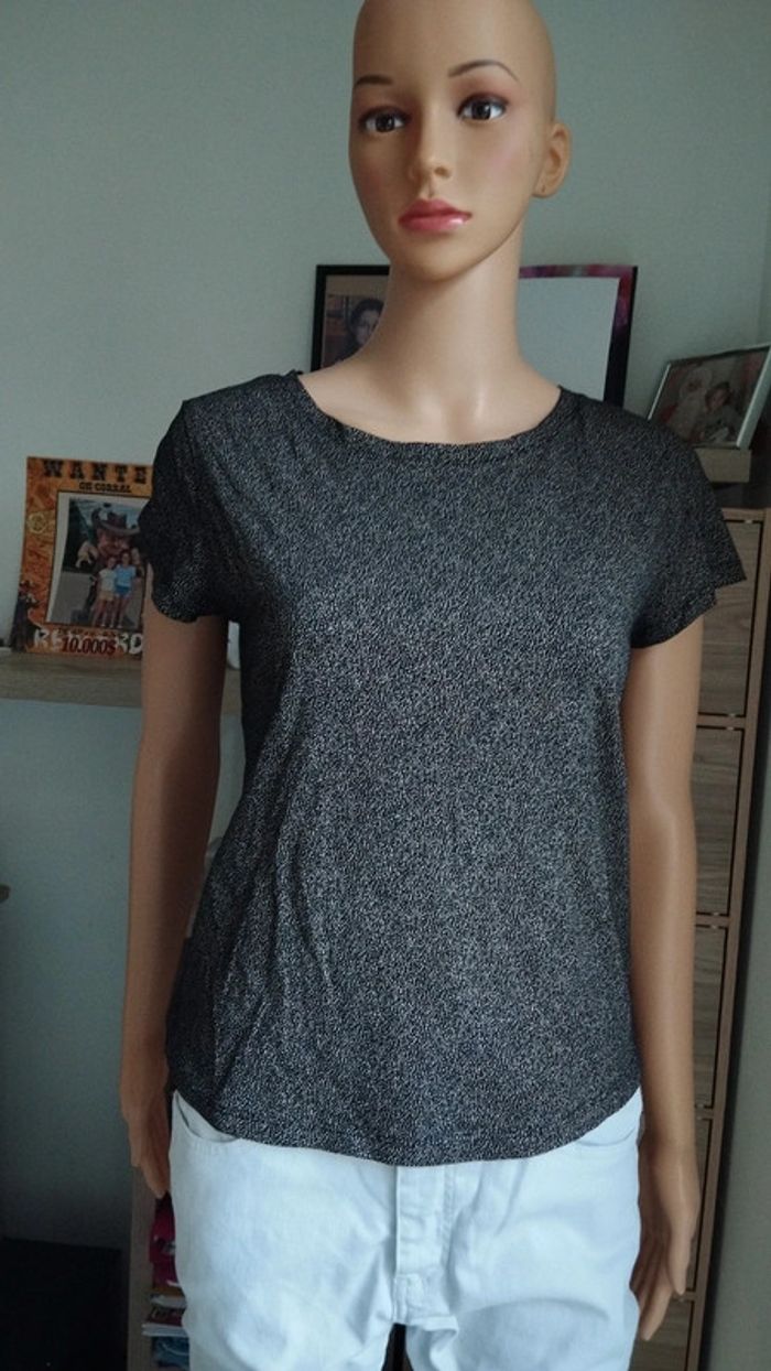 Tee-shirt noir points marron taille s femme h&m