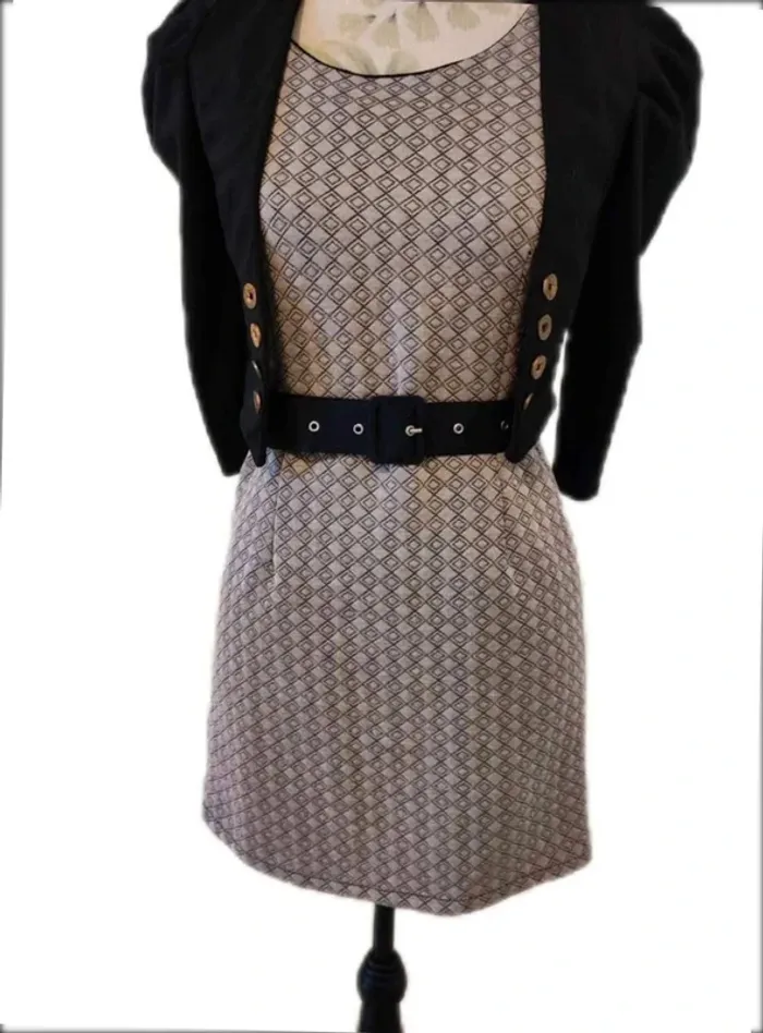 Robe fourreau  marron  gris  / noir 36
