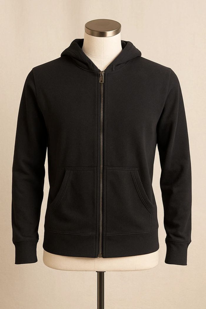 💚Sweat zippé noir à capuche – basique unisexe – 12 ans