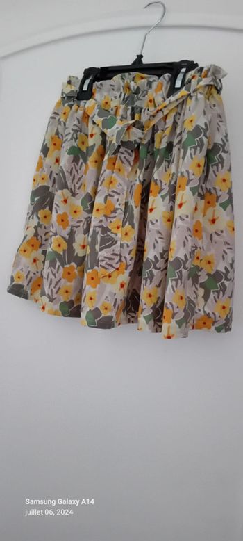 Jupe légère motif fleurs jaune fille 10 ans