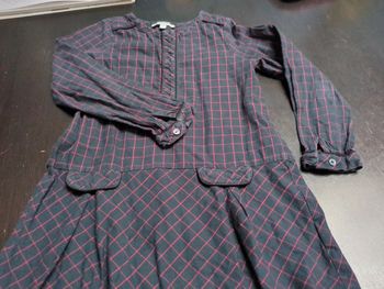 Robe écolière bleu marine carreaux rouges Jacadi 5 ans