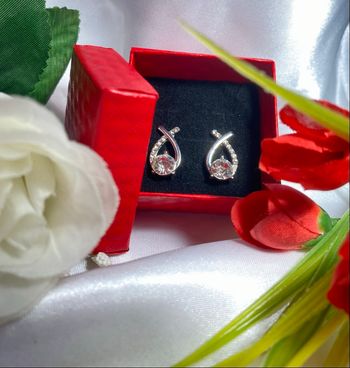 💎 Boucles d’oreilles - Couleur argent - Acier inoxydable avec strass