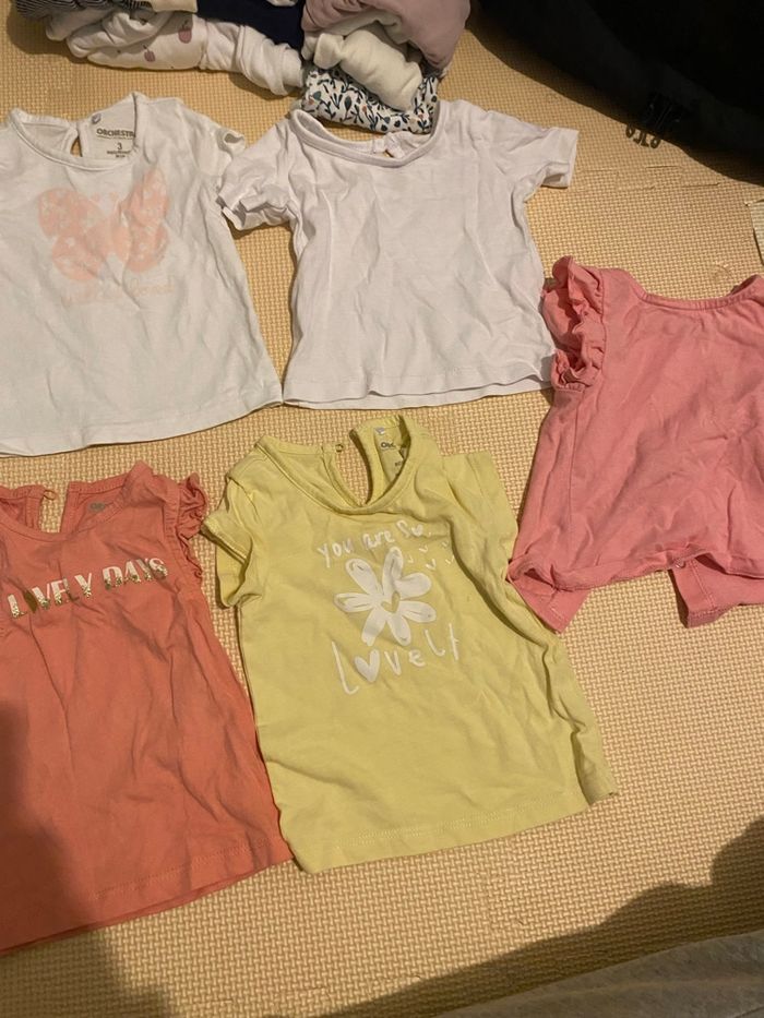 Lot 7 t-shirts fille 3 mois – manches courtes – Kiabi, Orchestra, Gemmo